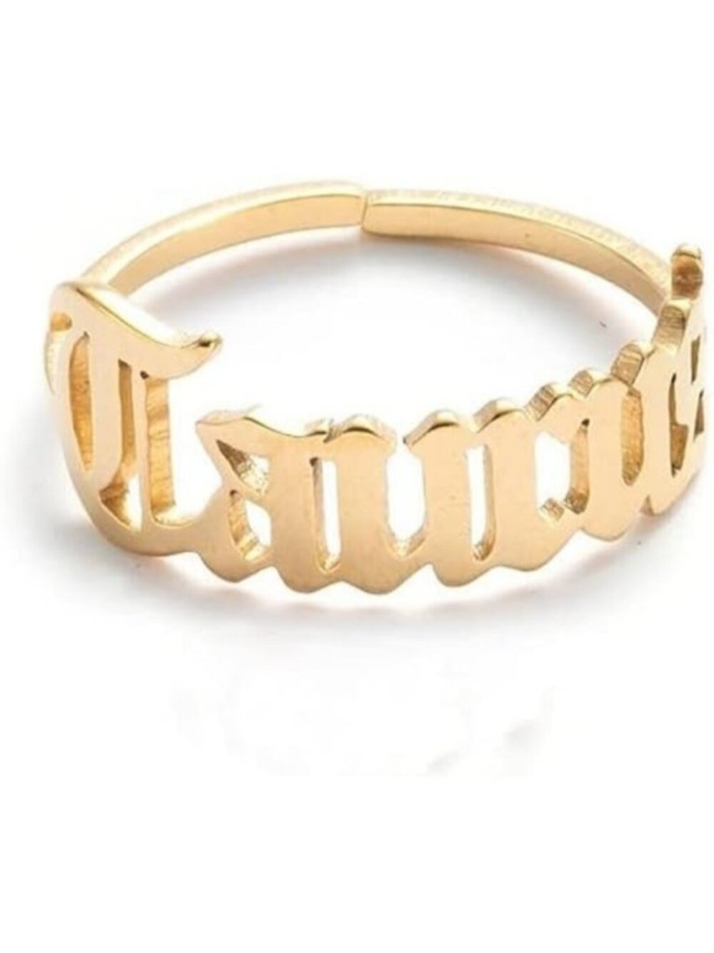 Gold Taurus Constellation Old English Adjustable Steel Zodiac Sign Ring